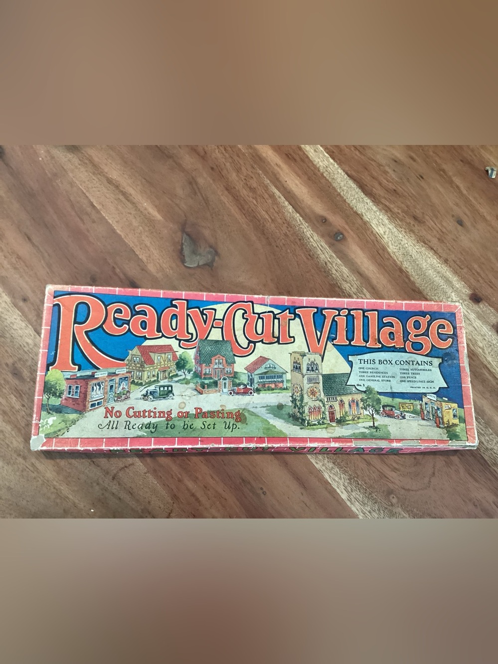 Antique Ready-Cut-Village No. 1, Paper/cardboard building play set, no cutting,